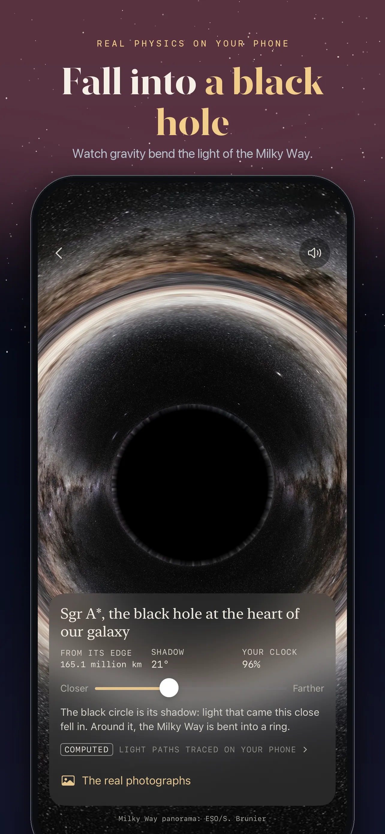 Falling into a simulated black hole